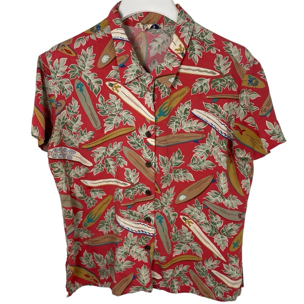Detrich Varez Collection by Reyn Spooner Red Surfboard Hawaiian Shirt